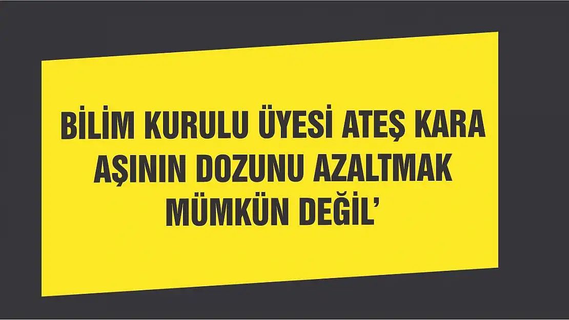 Bilim Kurulu üyesi Ateş Kara 'Aşının dozunu azaltmak mümkün değil'