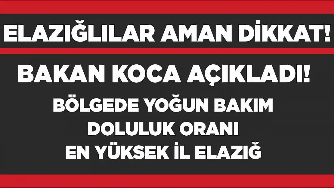 Bölgede Yoğun Bakım Doluluk Oranı En Yüksek İl Elazığ