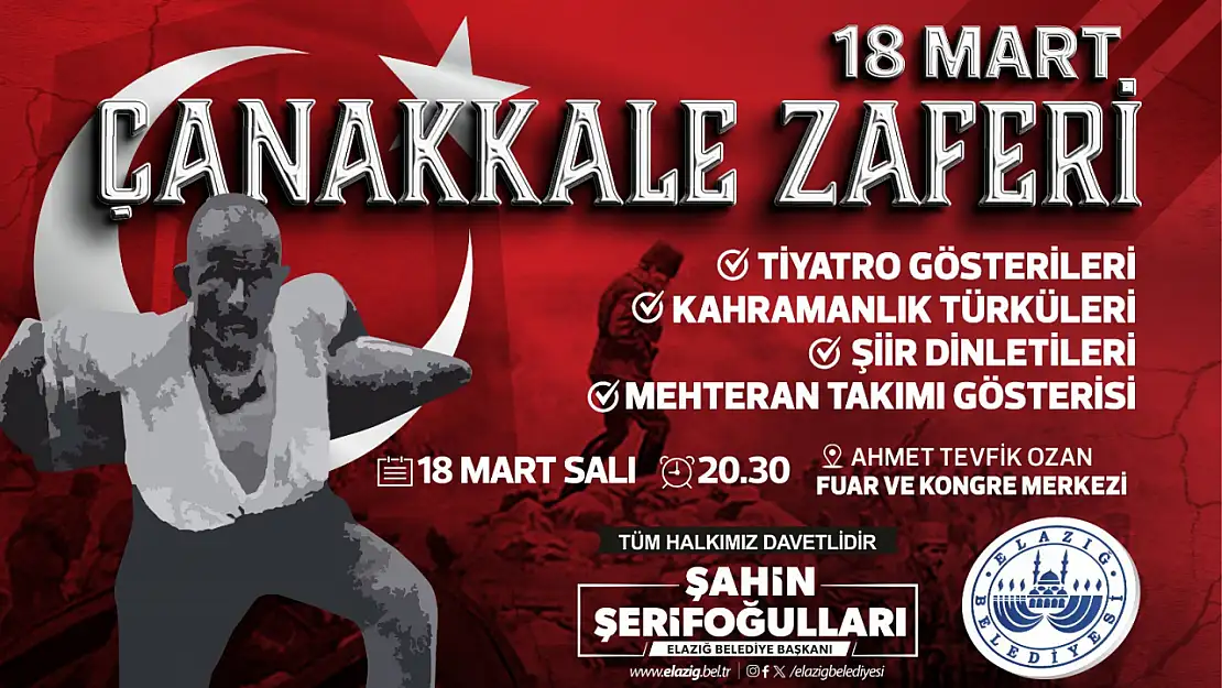 Elazığ Belediyesi, 18 Mart Çanakkale Zaferi anma programı düzenleyecek