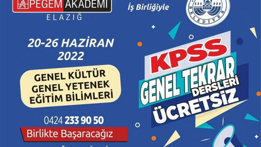 Elazığ Belediyesi'nden ücretsiz KPSS tekrar dersleri