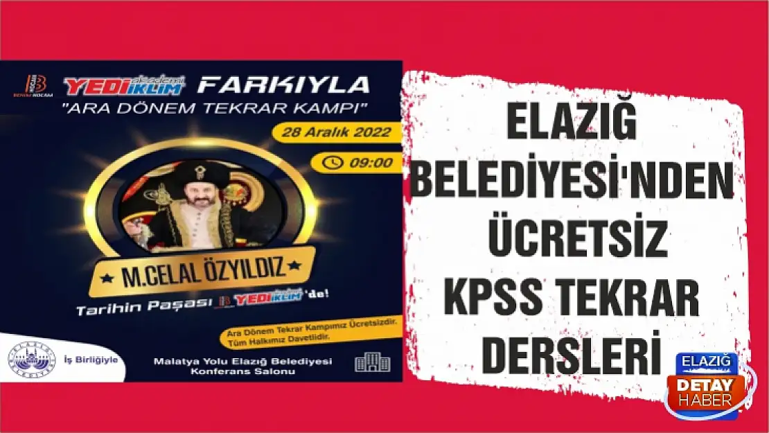 Elazığ Belediyesi'nden ücretsiz KPSS tekrar dersleri