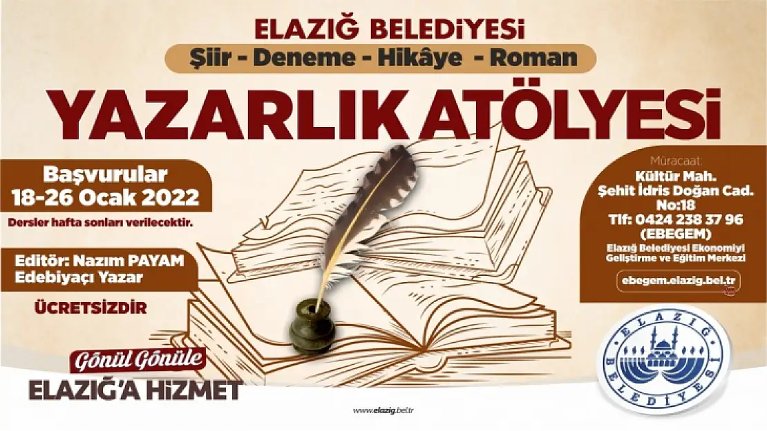 Elazığ Belediyesi 'Yazarlık Atölyesi' ile genç yazarları keşfedecek