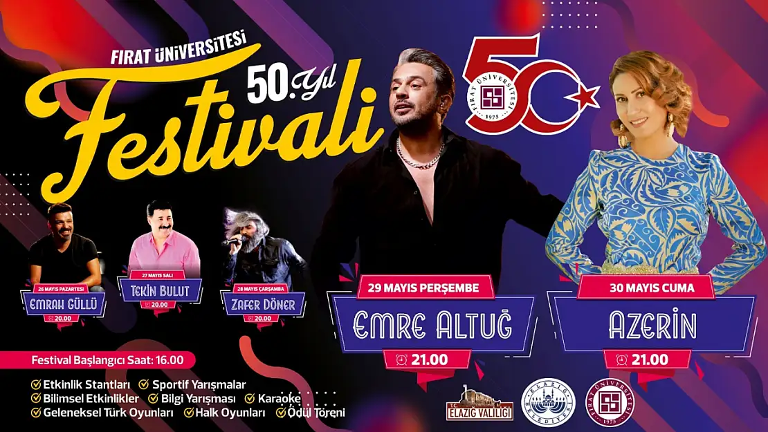 Fırat Üniversitesi 50. Yıl Festivali başlıyor