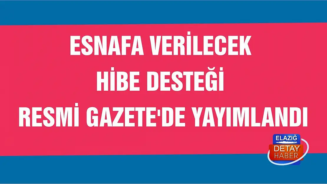 Esnafa Verilecek Hibe Desteği Resmi Gazete'de Yayımlandı