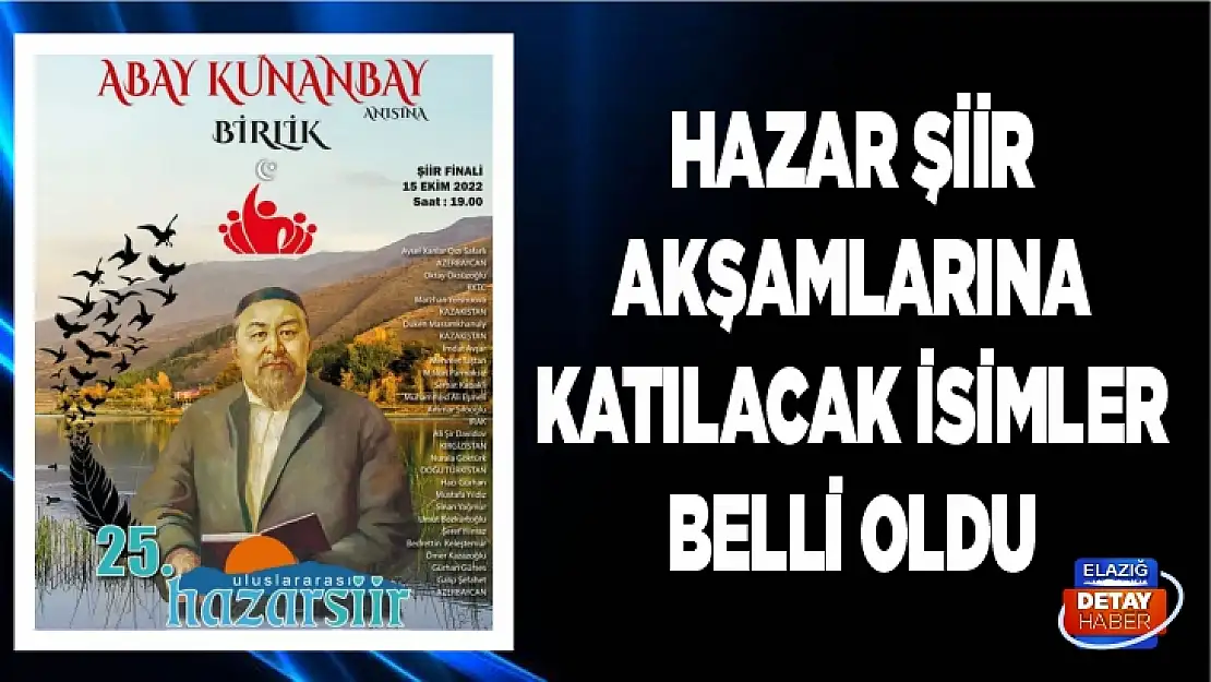 Hazar Şiir Akşamları'na katılacak isimler belli oldu 