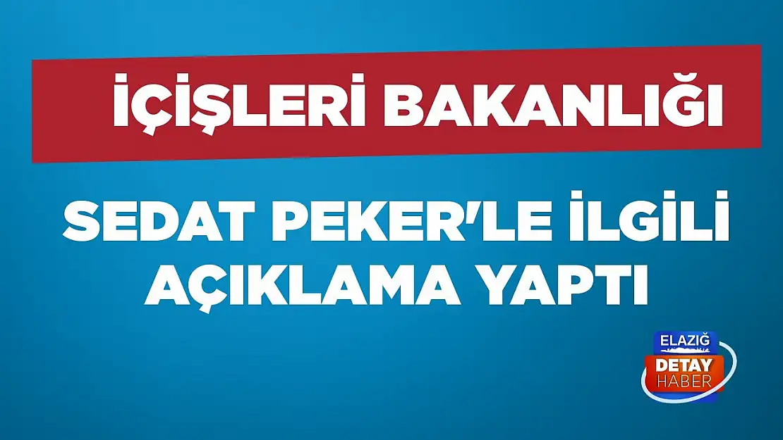 İçişleri Bakanlığı Sedat Peker'le İlgili Açıklama Yaptı