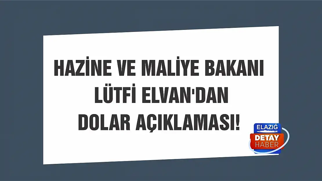 Hazine ve Maliye Bakanı Lütfi Elvan'dan dolar açıklaması!