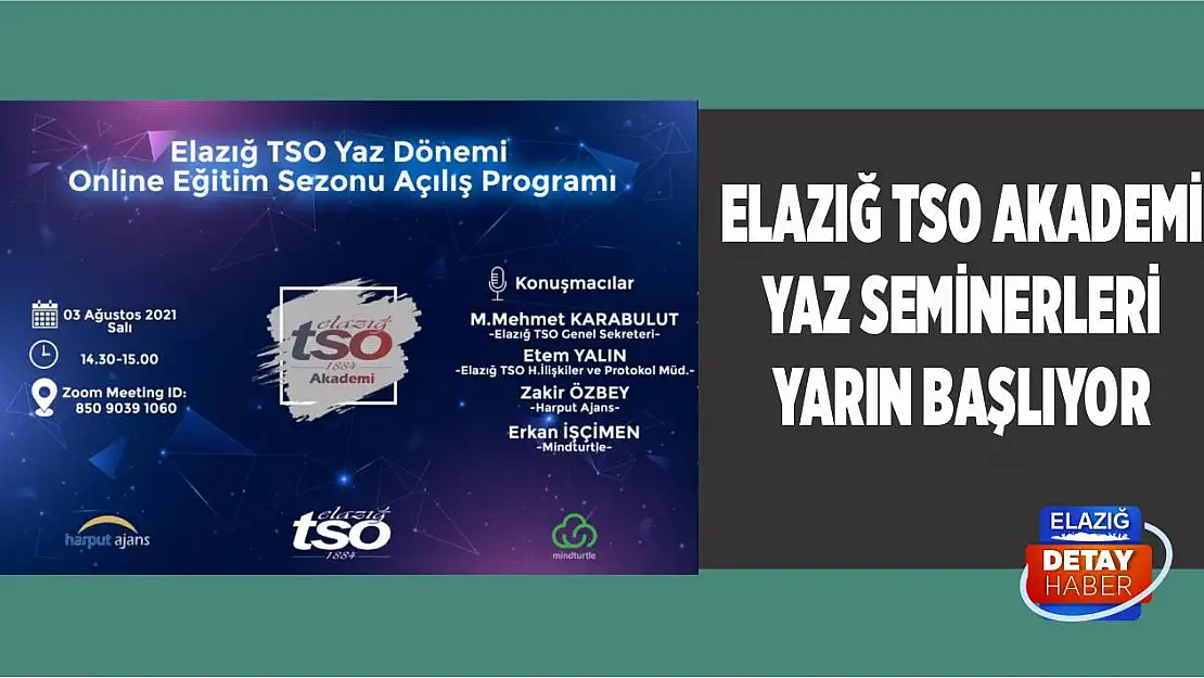 Elazığ TSO Akademi Yaz Seminerleri Yarın Başlıyor