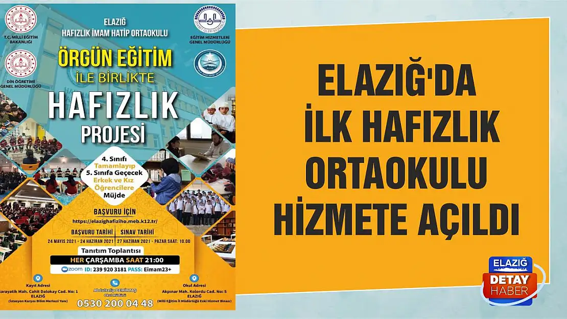 Elazığ'da İlk Hafızlık Ortaokulu Hizmete Açıldı  