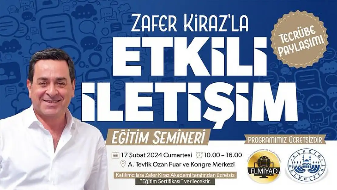 Ünlü sunucu Zafer Kiraz, Elazığ'da seminer verecek