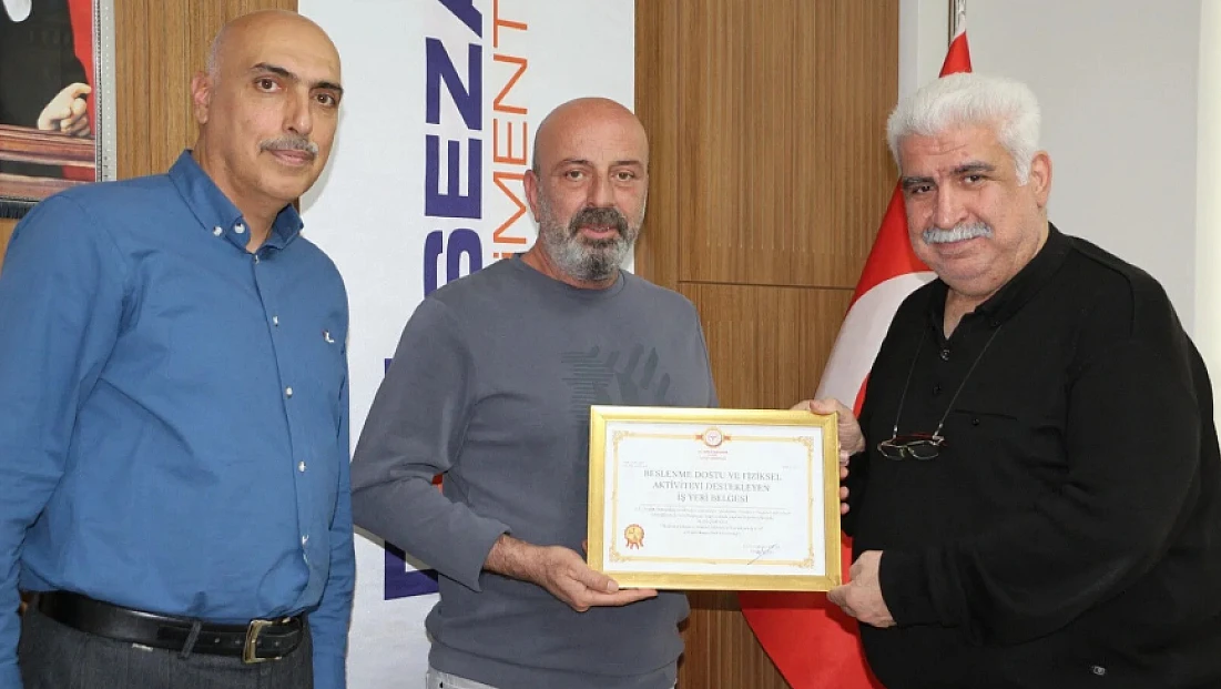 Seza Çimento’ya ‘Beslenme Dostu ve Fiziksel Aktiviteyi Destekleyen İş Yeri’ belgesi