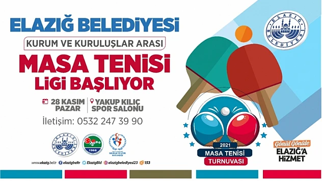 Elazığ Belediyesi, 'Kurum ve Kuruluşlar Arası Masa Tenisi Turnuvası' düzenleyecek