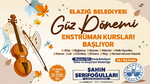 Elazığ Belediyesi'nin enstrüman kursları başlıyor