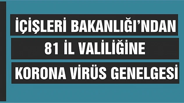 İçişleri Bakanlığı'ndan 81 İl Valiliğine Korona Virüs Genelgesi