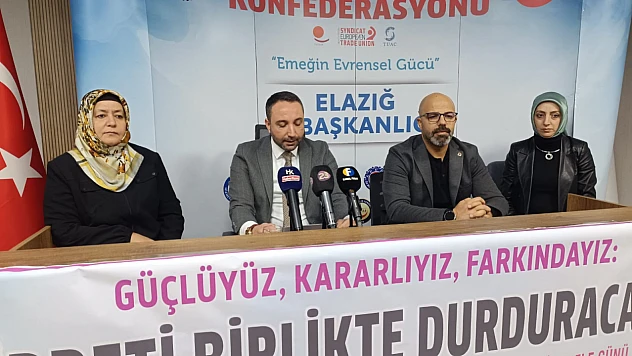 HAK-İŞ Elazığ İl Başkanlığı'ndan 25 Kasım'da Kadına Yönelik Şiddete Karşı basın açıklaması