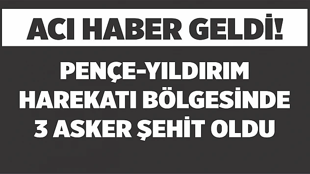 Pençe-Yıldırım Harekatı bölgesinde 3 asker şehit oldu