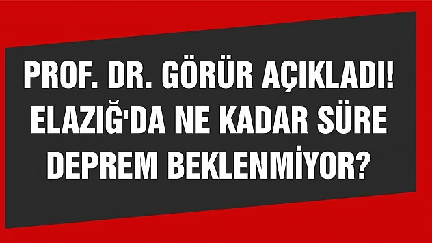 Prof. Dr. Görür Açıkladı! Elazığ'da Ne Kadar Süre Deprem Beklenmiyor?