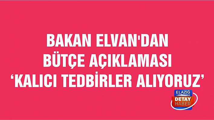 Bakan Elvan'dan bütçe açıklaması 'kalıcı tedbirler alıyoruz'