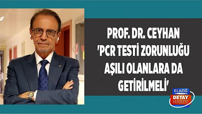 Prof. Dr. Ceyhan 'PCR Testi Zorunluğu Aşılı Olanlara Da Getirilmeli'