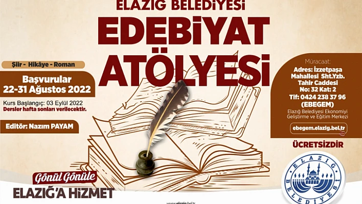 Elazığ Belediyesi Edebiyat Atölyesi başvuruları devam ediyor
