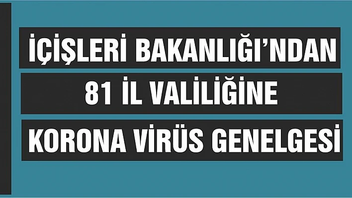 İçişleri Bakanlığı'ndan 81 İl Valiliğine Korona Virüs Genelgesi