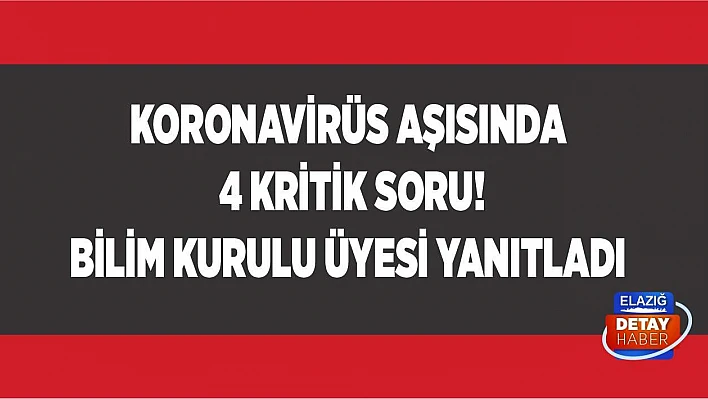Koronavirüs aşısında 4 kritik soru! Bilim Kurulu üyesi yanıtladı