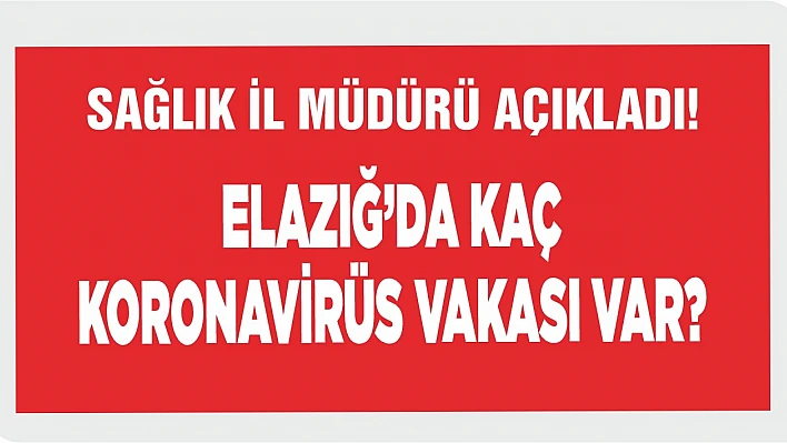 Sağlık İl Müdürü, Elazığ'daki Koronavirüs Vaka Sayısını Açıkladı