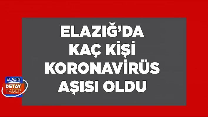 Elazığ'da Kaç Kişi Koronavirüs Aşısı Oldu?