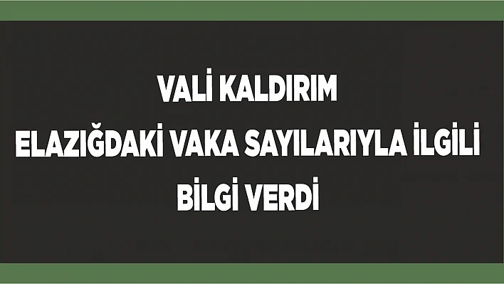 Vali Kaldırım Elazığ'daki Vaka Sayısı İle İlgili Bilgi Verdi