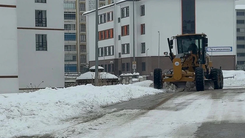 Elazığ Belediyesi karla mücadele ekipleri sahada